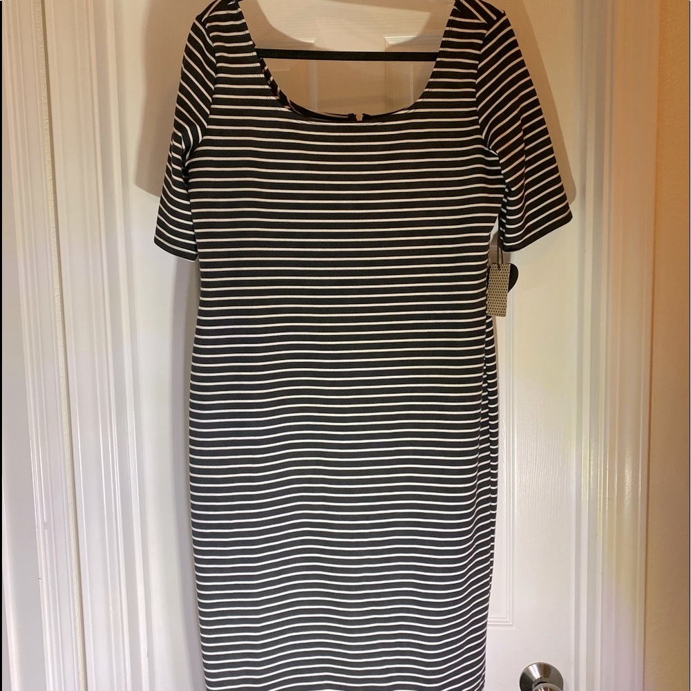 NWT black and white striped dress size 2X.